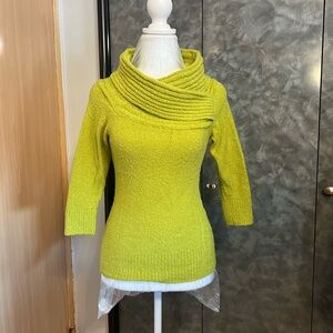 bebe Bright Green Cowl Neck Sweater